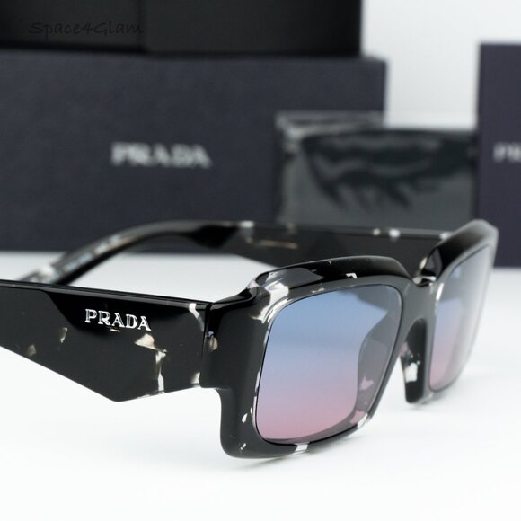 NEW Prada PR27ZS 15O60E Black Tortoise Blue Magenta Square Unisex Sunglasses - Picture 4 of 6